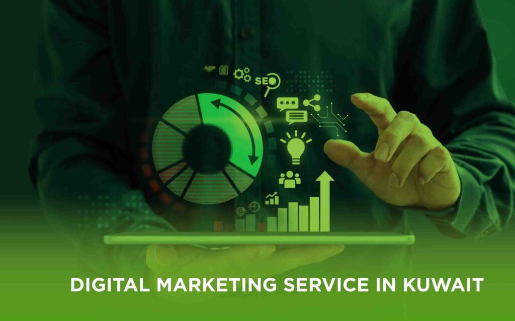 Businessman show increase market share with digital marketing st